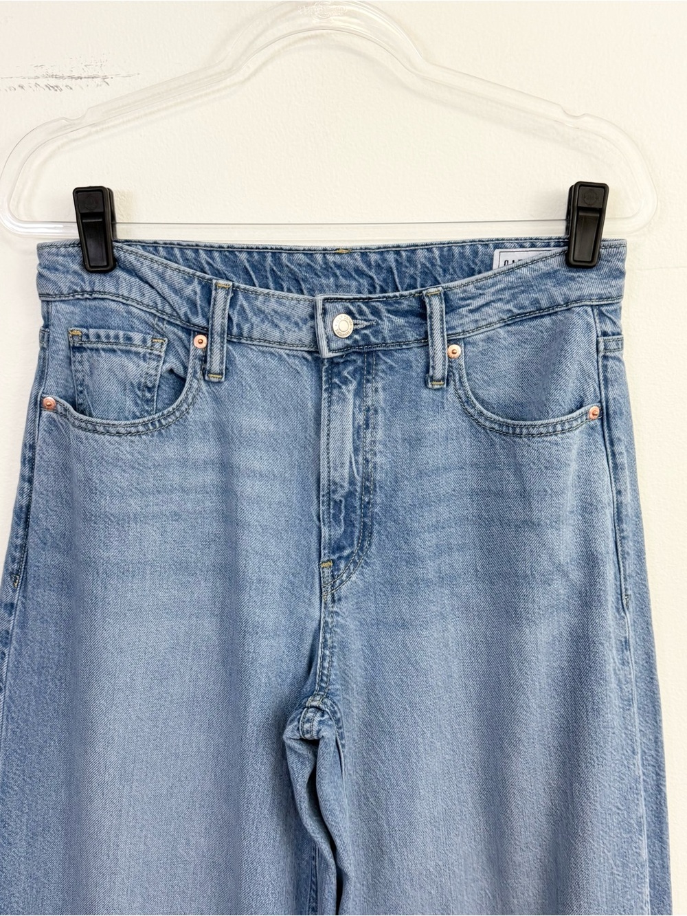 Gap Curvy Baggy Mid Rise Jeans Light Indigo Wash Tall 28/6T - Picture 3 of 6